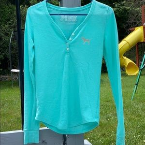 PINK Sleep/Day Mint Green Button Up Long Sleeve